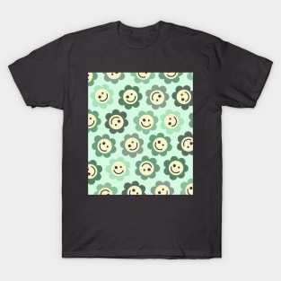 Green Flower Happy Faces T-Shirt